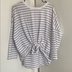 Cotton on black and white mid/long sleeve blouse